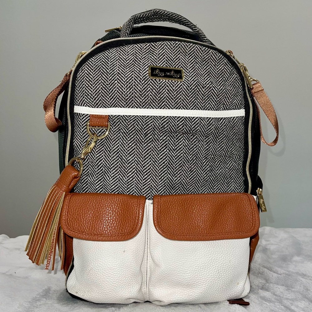 Itzy Ritzy Boss Diaper Bag Backpack-Coffee and Cream
